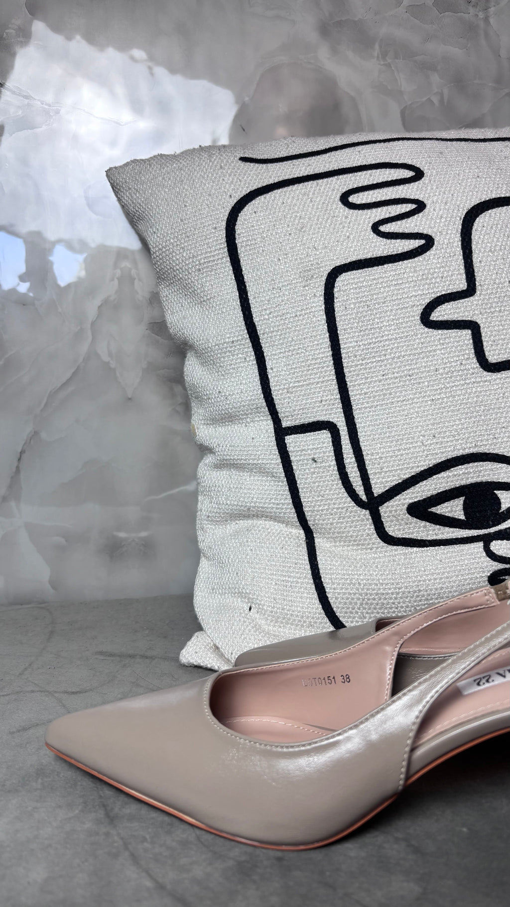 Décolleté Slingback a Punta con Tacco Rocchetto – Tortora / Beige Greige