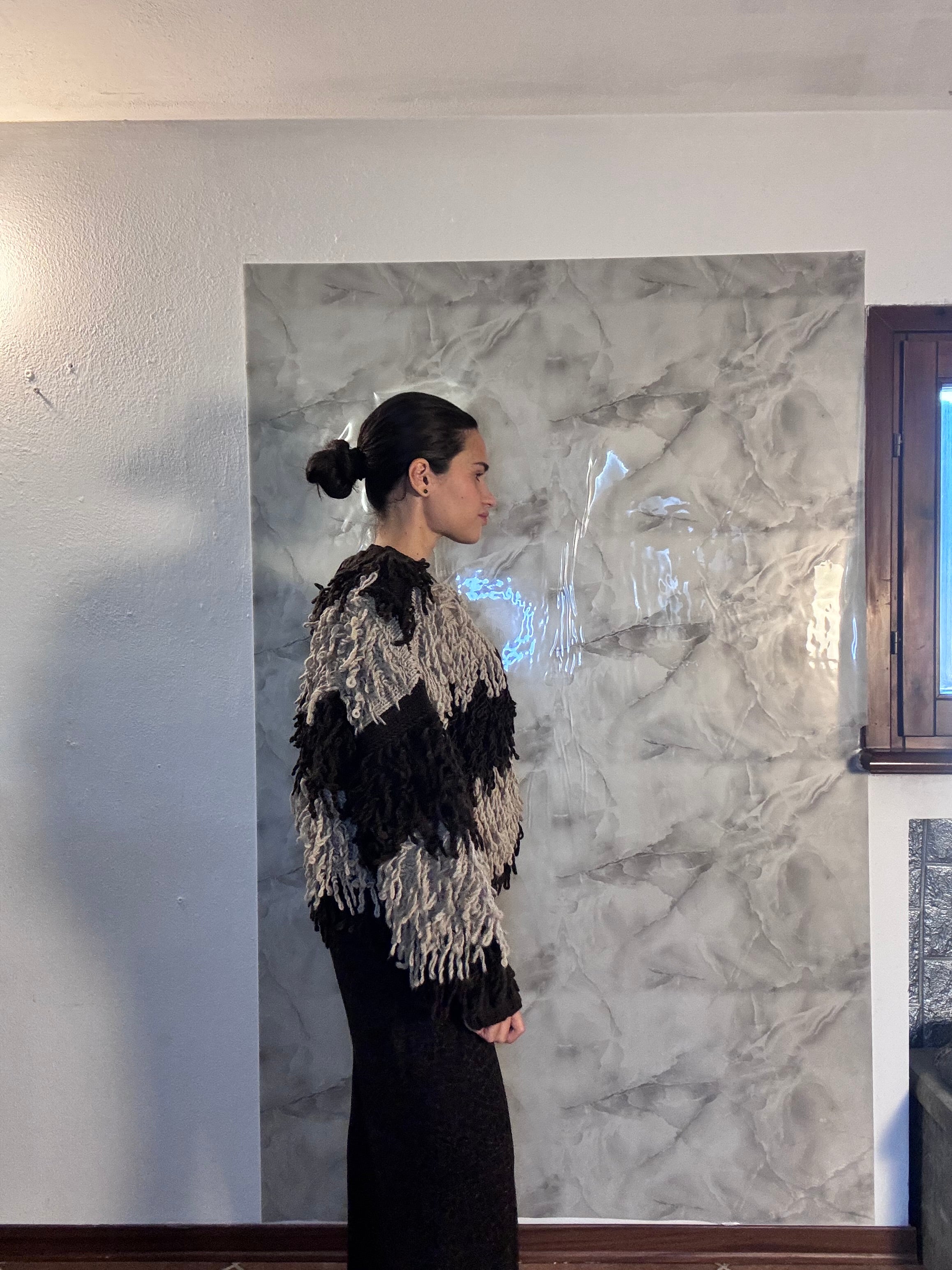 Cardigan Frangiato Vicolo a Blocchi di Colore
