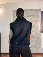 Gilet Smanicato in Montone Nero