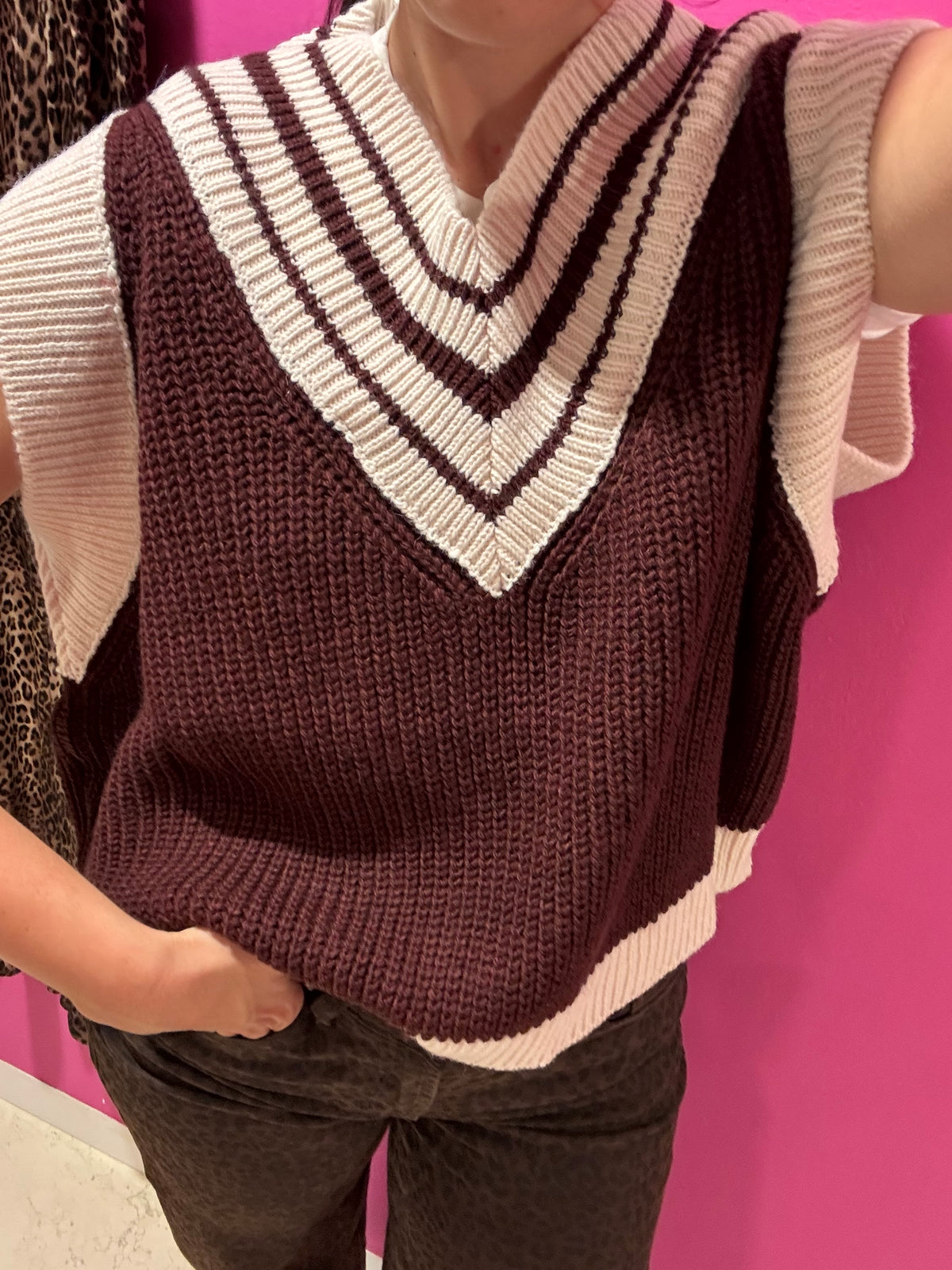 Maglia TOTR senza maniche scollo a V manica lunga bicolore