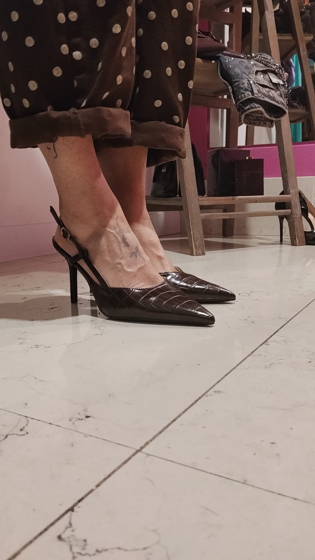 Slingback cocco marrone